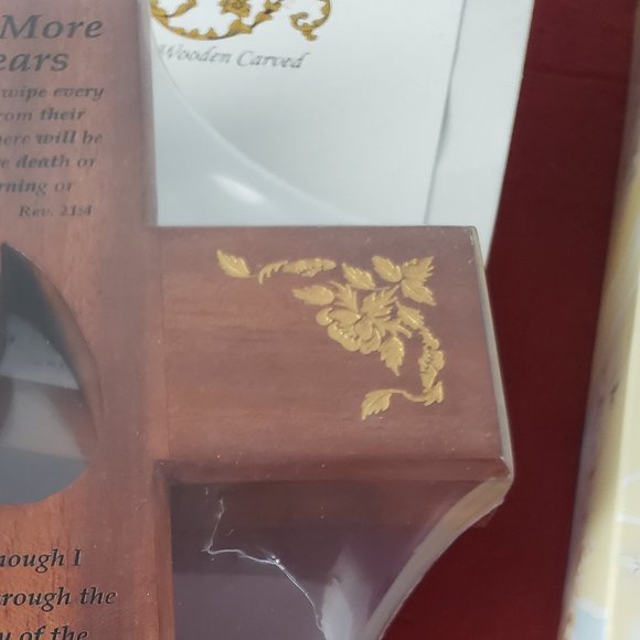 MEMORIAL CROSS 10" BEVELED EDGES GOLD CARVED ART - Picture 9 of 10